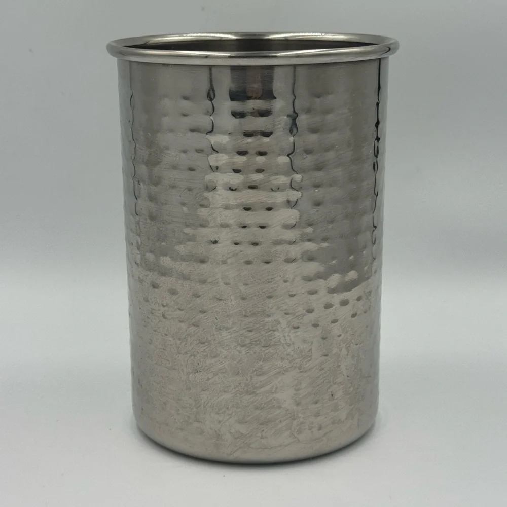 Hammered Silver Stainless Steel Utensil Caddy
